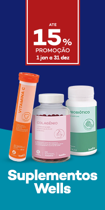 Suplementos da marca Wells com at&eacute; 15% desconto direto - 1 janeiro a 31 dezembro